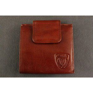 Designer Brand Wallet CORELLI Dark Brick Red Bifold Snap Gold Tone Metal Accents